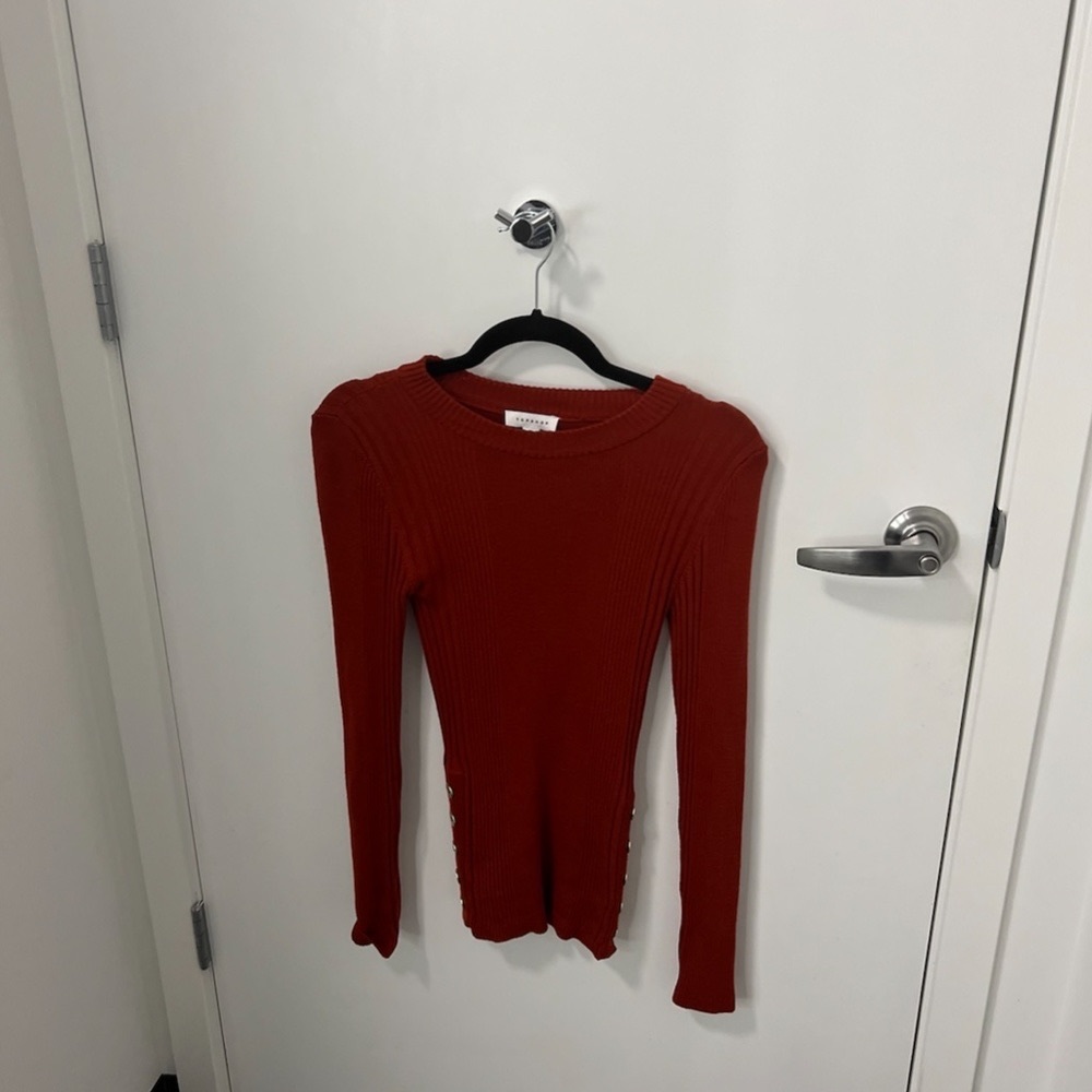 Topshop Side Button Sweater Rust Color - Size 4-6 - Picture 7 of 8